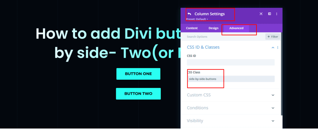 divi Column Settings